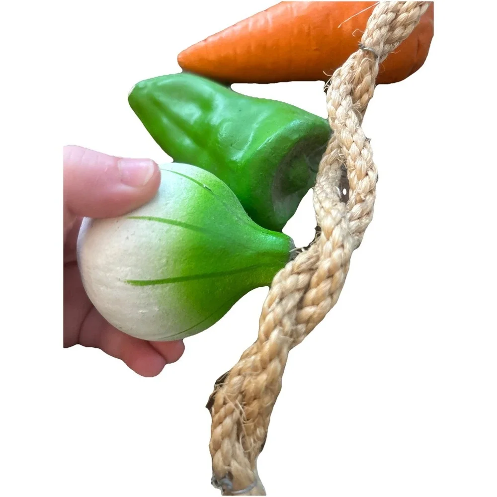 Vintage 9 Large Ceramic Hanging Vegetables On A Jute Rope. Decor. 7 Different 1s